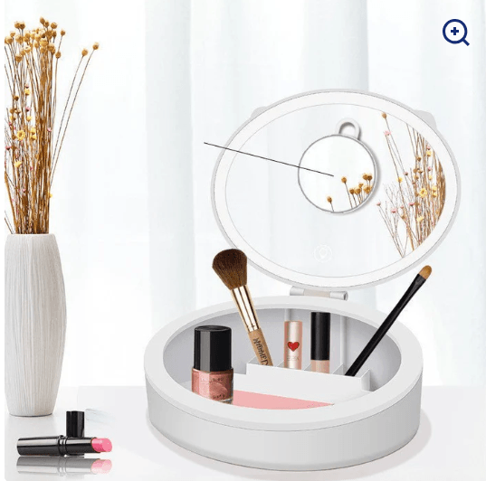 LED Makeup Mirror Desktop Girls Dormitory With Light Storage Box Home Decor - Glixen Store